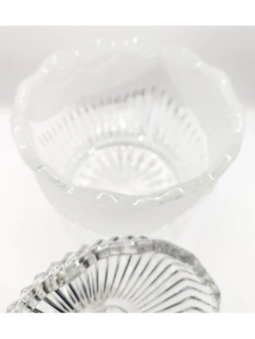 Vintage Lead Crystal Biscuit Cookie Jar With Lid Frosted Etched Floral